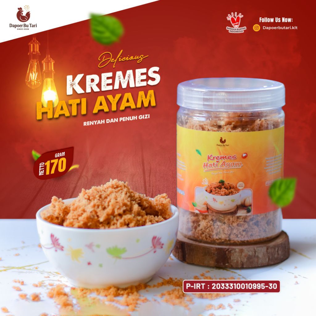 

Kremes Hati Ayam | Kremes Ayam | Kemasan Toples | 170 gram