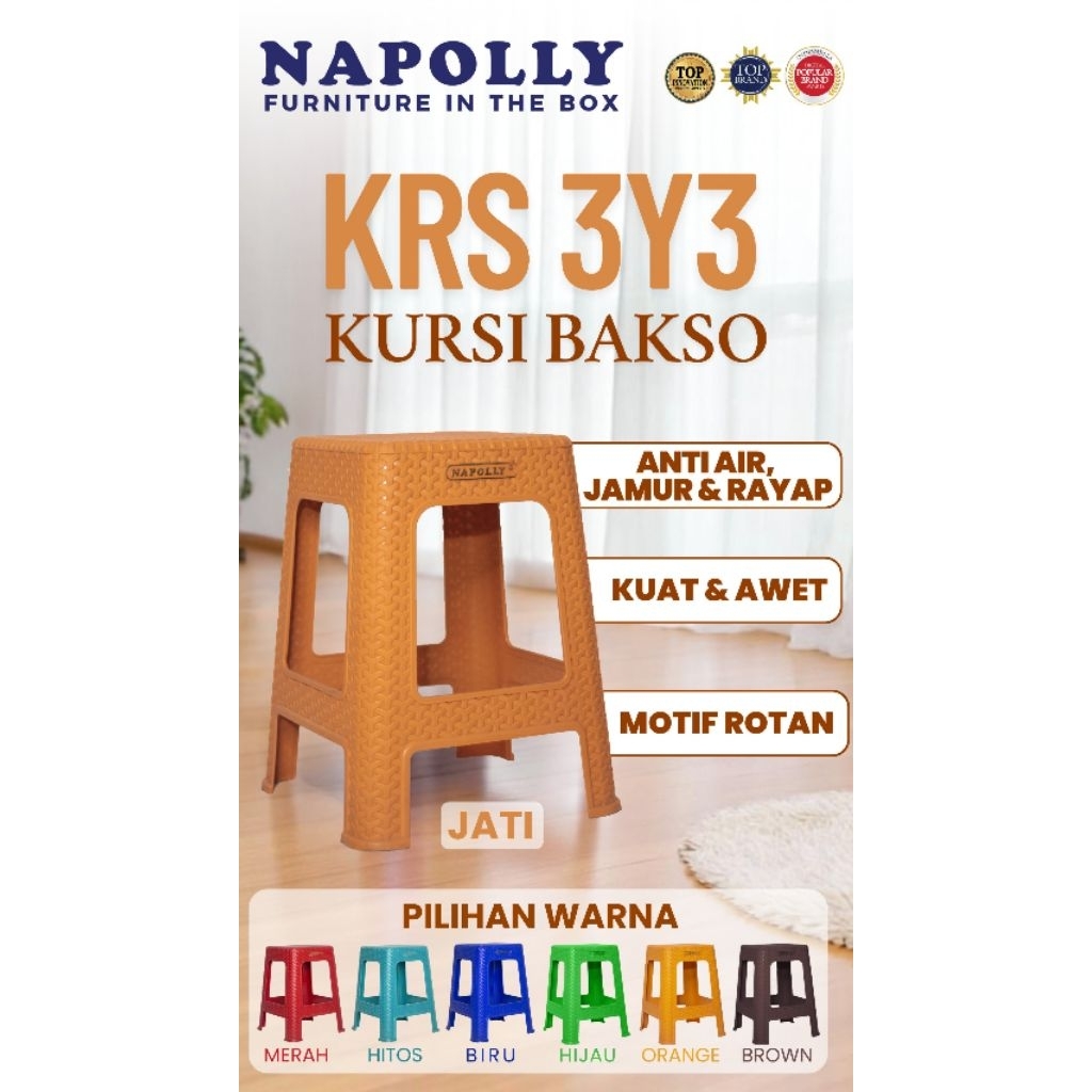 Bangku/Kursi Baso / Kursi Makan / Kursi Teras / Kursi Santai / Kursi Plastik Napolly PROMO
