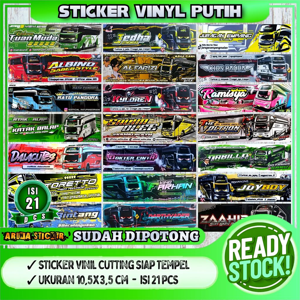 

Sticker Bus Telolet Basuri Model Panjang Anti Air Isi 21 pcs Sudah Dipotong Stiker Viral