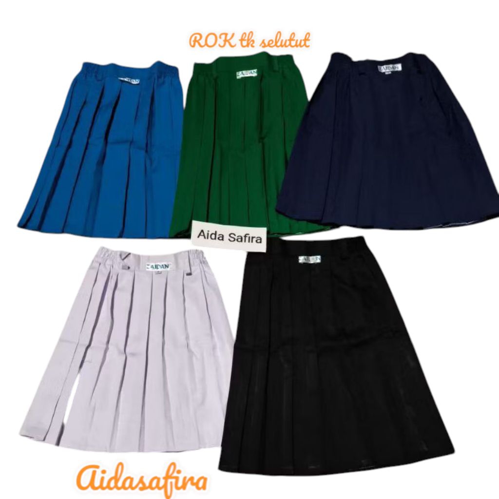 (WAJIB DIUKUR)ROK SEKOLAH/ROK TK PENDEK/ROK TK BIRU/ROK TK BENHUR/ROK TK HITAM/ROK TK HIJAU/ROK TK P