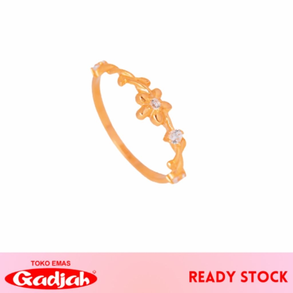 Cincin Emas Lilitan Bunga Putik Jeda Mata - Toko Emas Gadjah