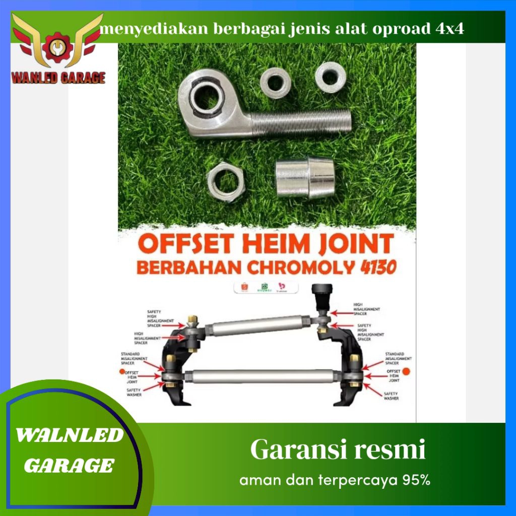 POS Pillow Ball Offset Heim Joint 3/4" Kanan Komplit Rod End Bearing Chromoly