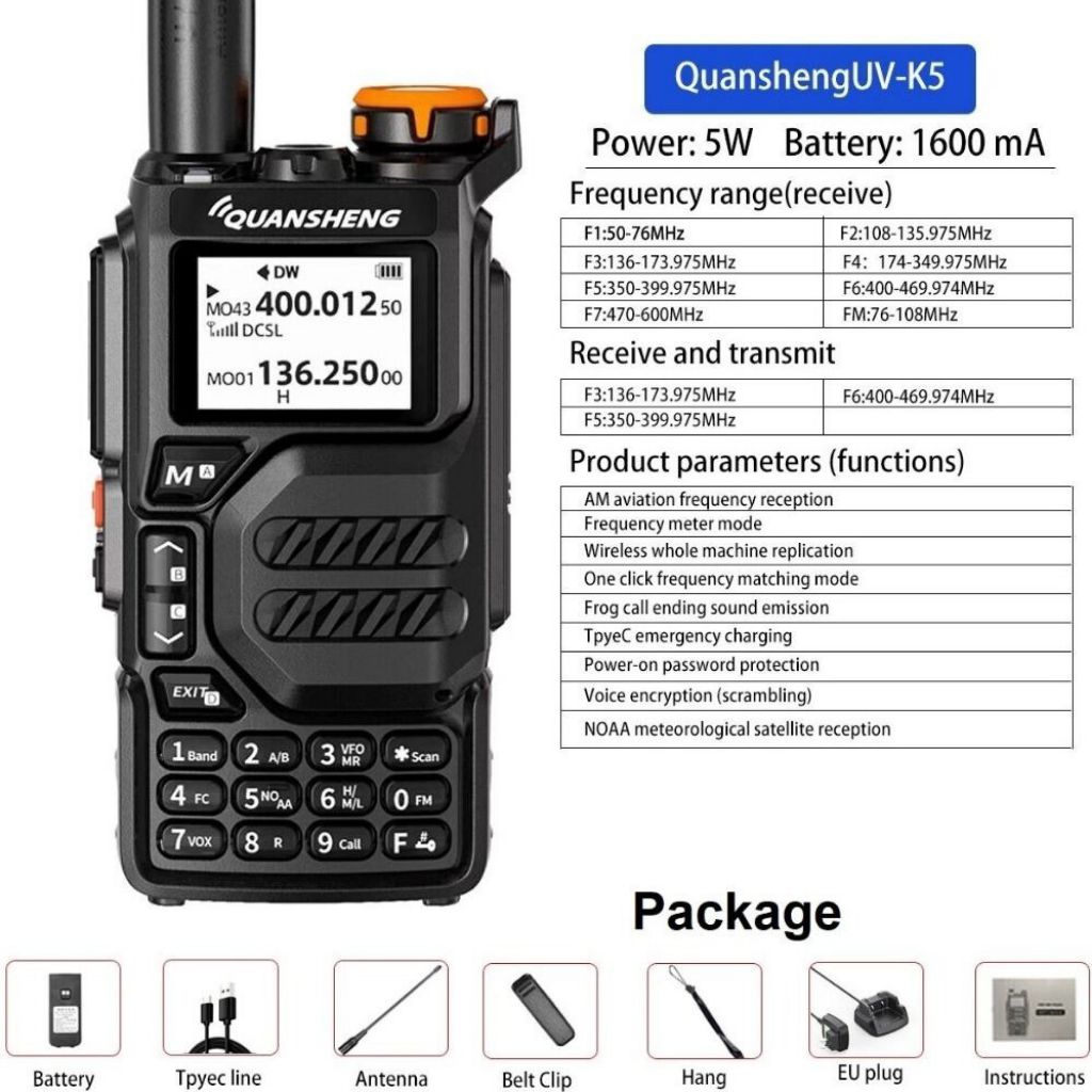 HT Quansheng UV-K5 Tri band power 5 watt Walkie Talkie Quansheng UV K5