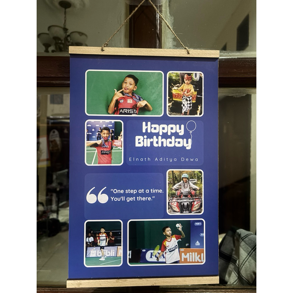 Pigura Kayu Gantung Custom - Desain Kolase Foto + Quotes