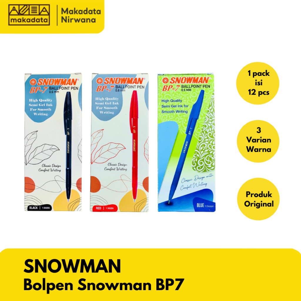 

SNOWMAN BOLPEN/PULPEN/BOLLPOINT BP7 (1 PACK)
