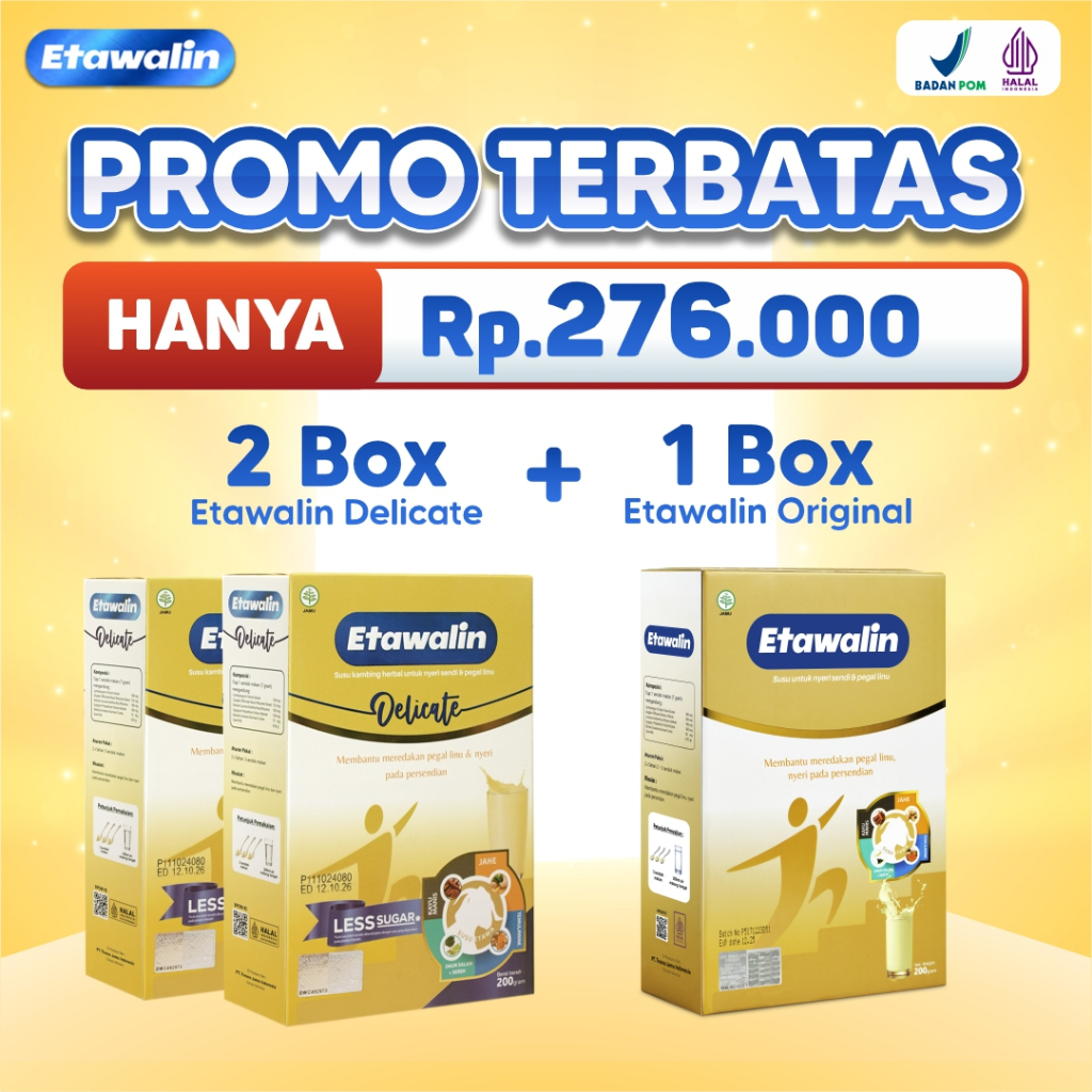 

Promo Paket Bundle Etawalin : Susu Kambing Etawa Mengatasi Masalah Tulang Dan Sendi Isi 200 Gram