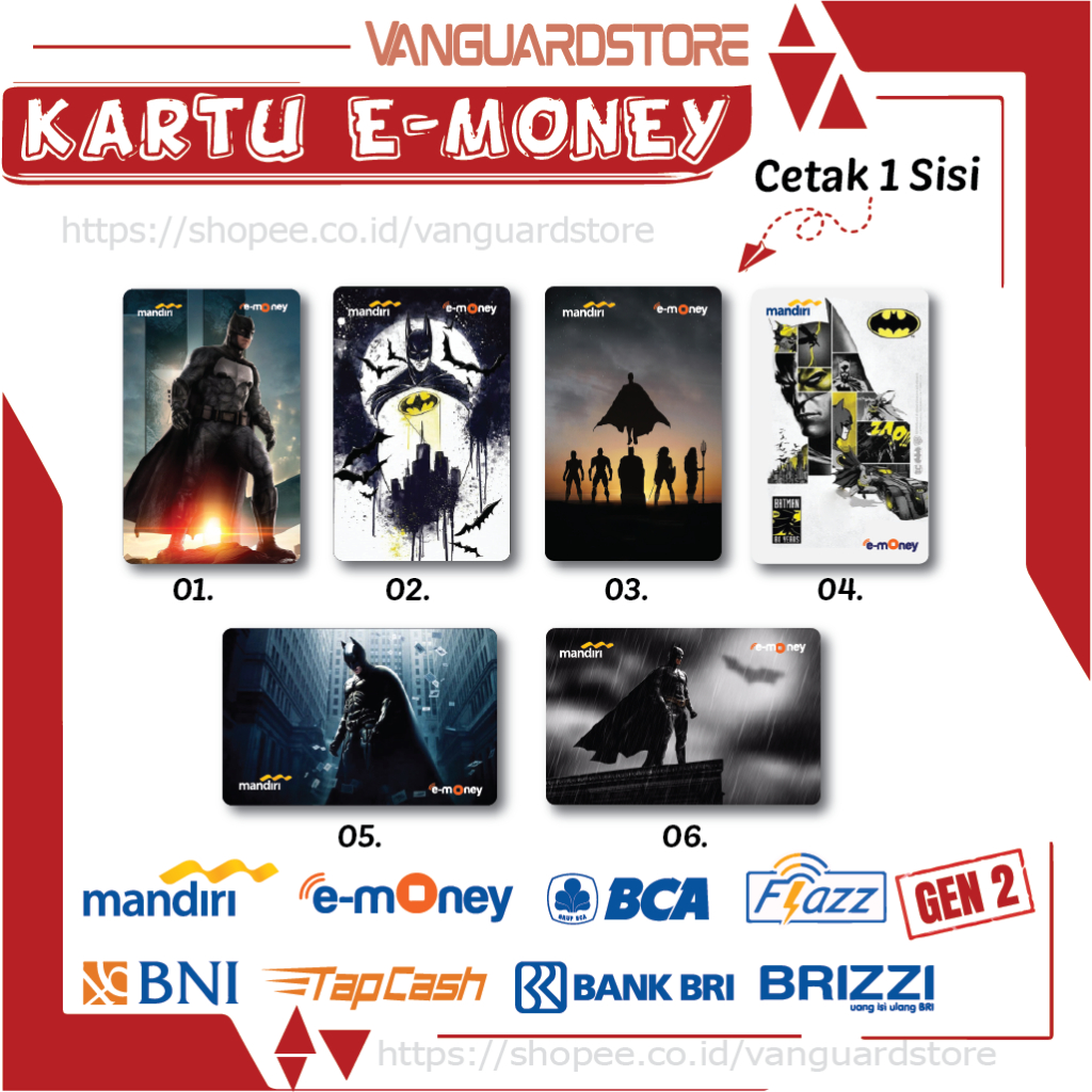 KARTU E MONEY E TOLL SUPERHERO BATMAN ANIME 14 EMONEY MANDIRI FLAZZ BCA BNI TAPCASH BRIZZI BRI 1SISI
