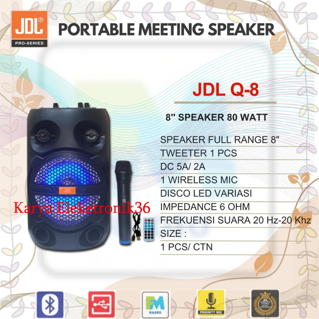 Speaker Meeting  Bluetooth Portable Jdl Q8 Eonn / Speaker Jdl Q-8 Eonn Free Mic