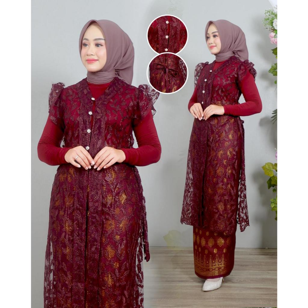 Mahalini Outer Brukat /Outer Kondangan /Outer Lebaran / outer brukat panjang baju kondangan wanita t