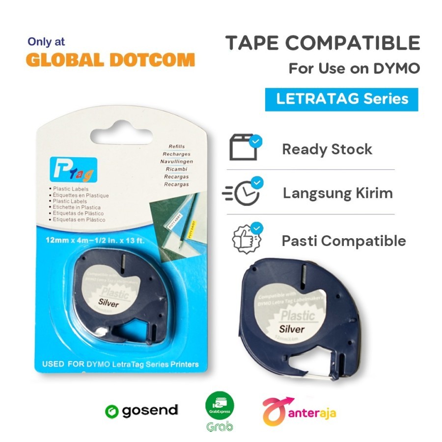 

DYMO LETRATAG LABEL TAPE SILVER PLASTIC 12MM