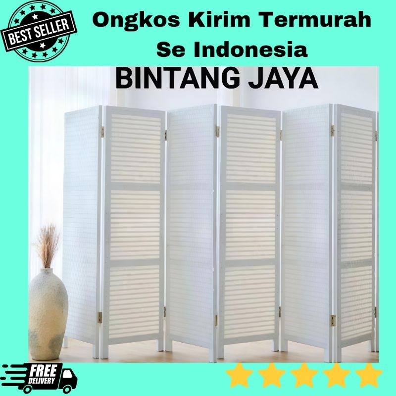 Partisi Ruangan Rotan Sintetis Minimalis Pembatas Ruangan Lipat
