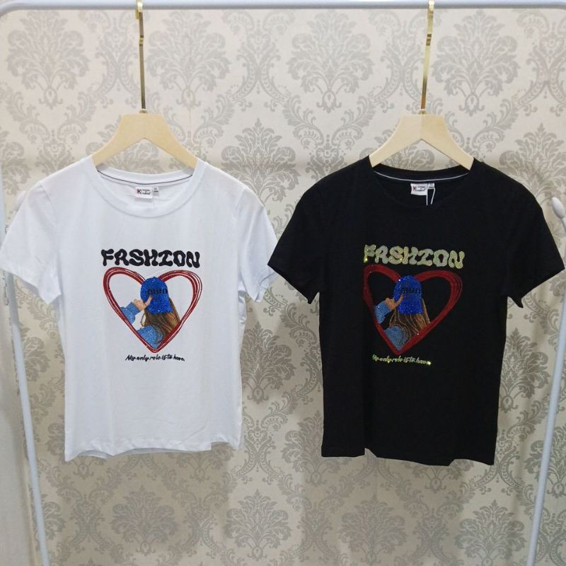 Kaos Fashion motif love Lengan Pendek/kaos import kamaya