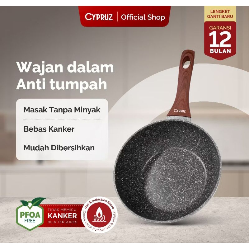 TEFLON CYPRUZ FRY WOK 24CM