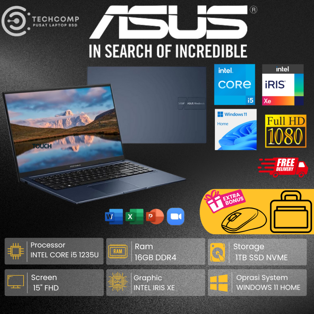 Laptop Asus Vivobook 15 F1504ZA Intel Core I5 1235U 16GB 512GB FHD Intel Iris Windows 11 Original