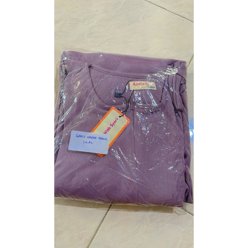 Gamis Crincel Umpak Sutra Lilac by azalia hijab