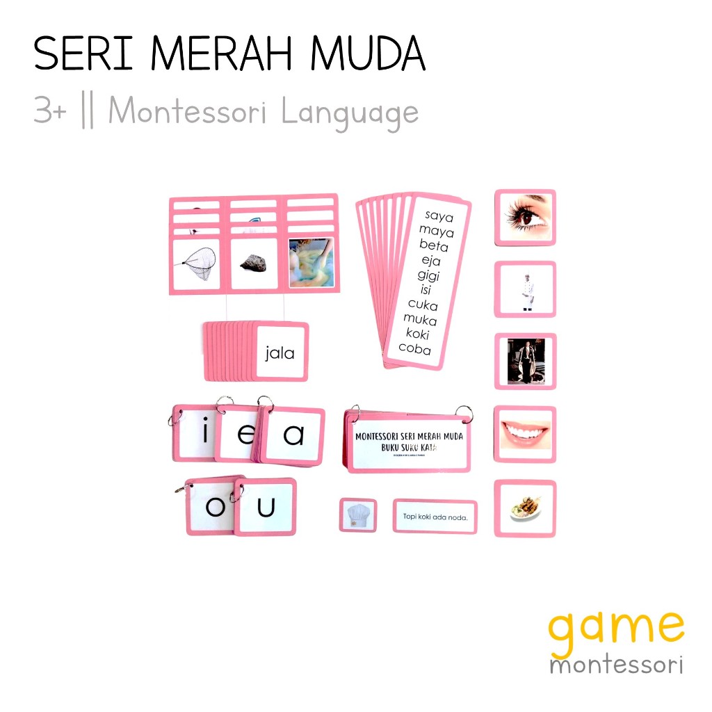 Game Montessori Seri Merah Muda / Pink Series Bahasa Indonesia.