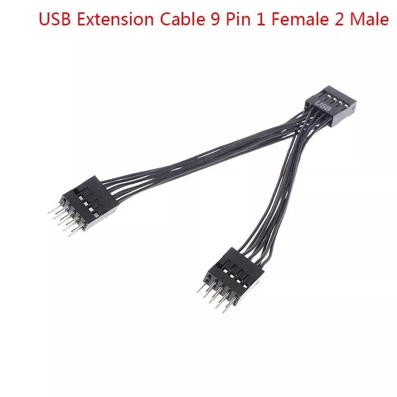 Kabel Extension Y Splitter 9 pin Motherboard 1 to 2 USB Hub Aio 9pin