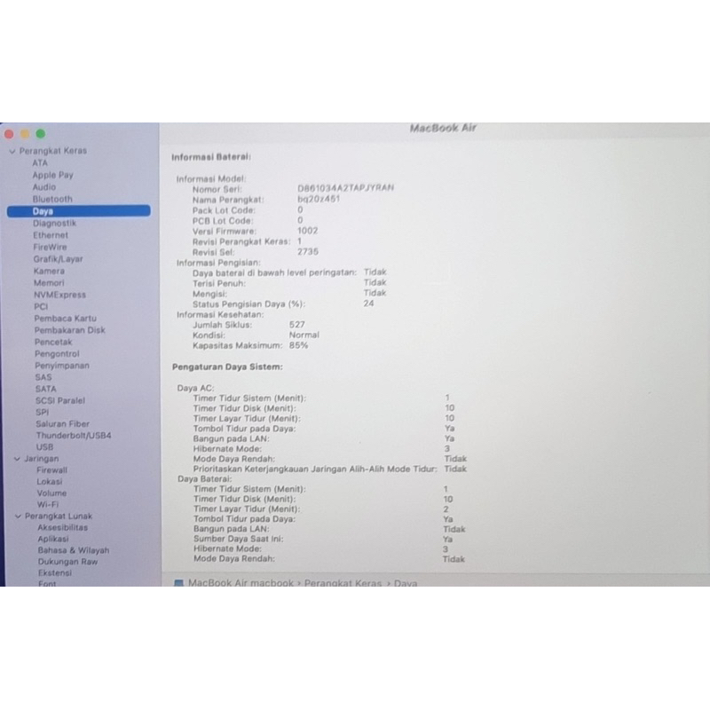 Leptop Bekas Macbook Air M1 Ram 8GB / SSD256