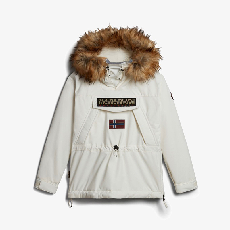 Napapijri Skidoo Anorak Hooded Jacket In Broken White