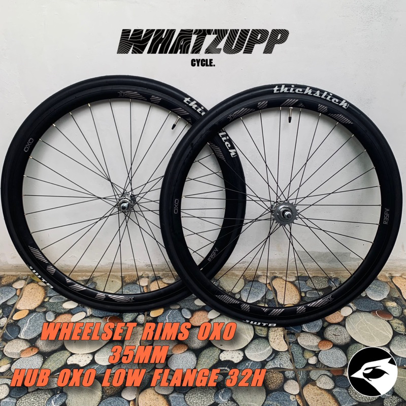 (WHATZUPP CYCLE) WHEELSET RIMS OXO R35FV 35MM 32H 700 C DOLTRAP FV FULL HITAM RIM VELG SEPEDA 700C O