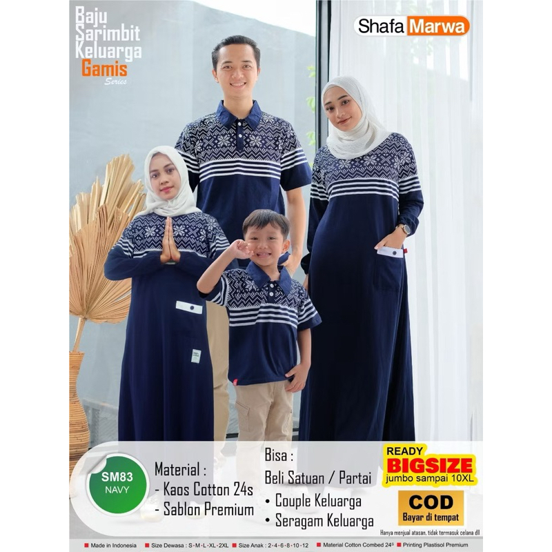 GAMIS ShafaMarwa Couple Keluarga Sarimbit Art 83 NAVY