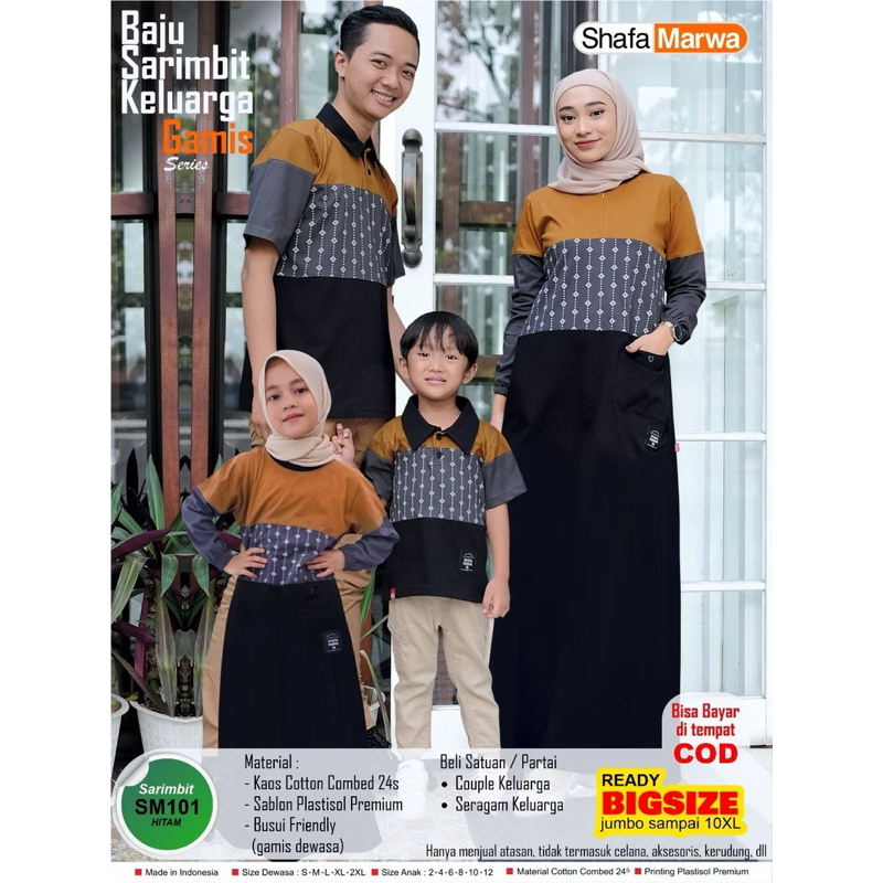 GAMIS ShafaMarwa Couple Keluarga Sarimbit Art 101 HITAM