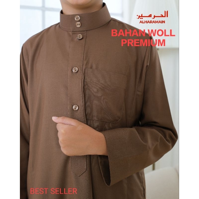 AL Haramain Jubah / Gamis Pria Remaja Premium Wol (09) | Coklat Kopi | Abu Muda | Abu Tua