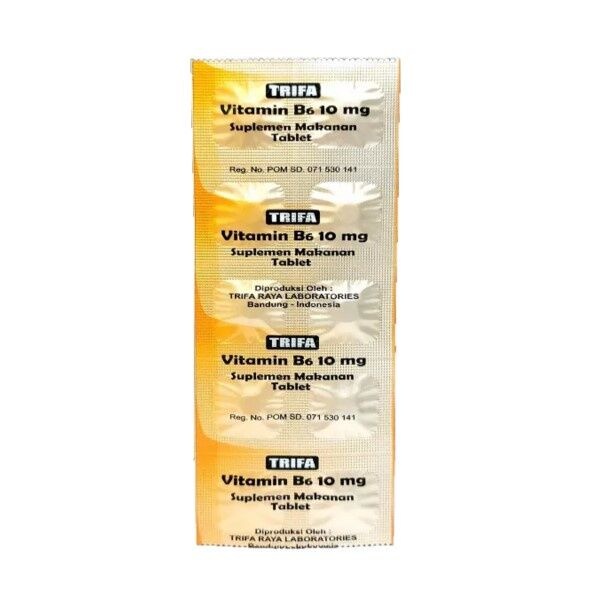 Vitamin B6 10 Mg Trifa Untuk Membantu Menjaga Sistem Fungsi Saraf, Jantung, dan Otot - 10 Tablet
