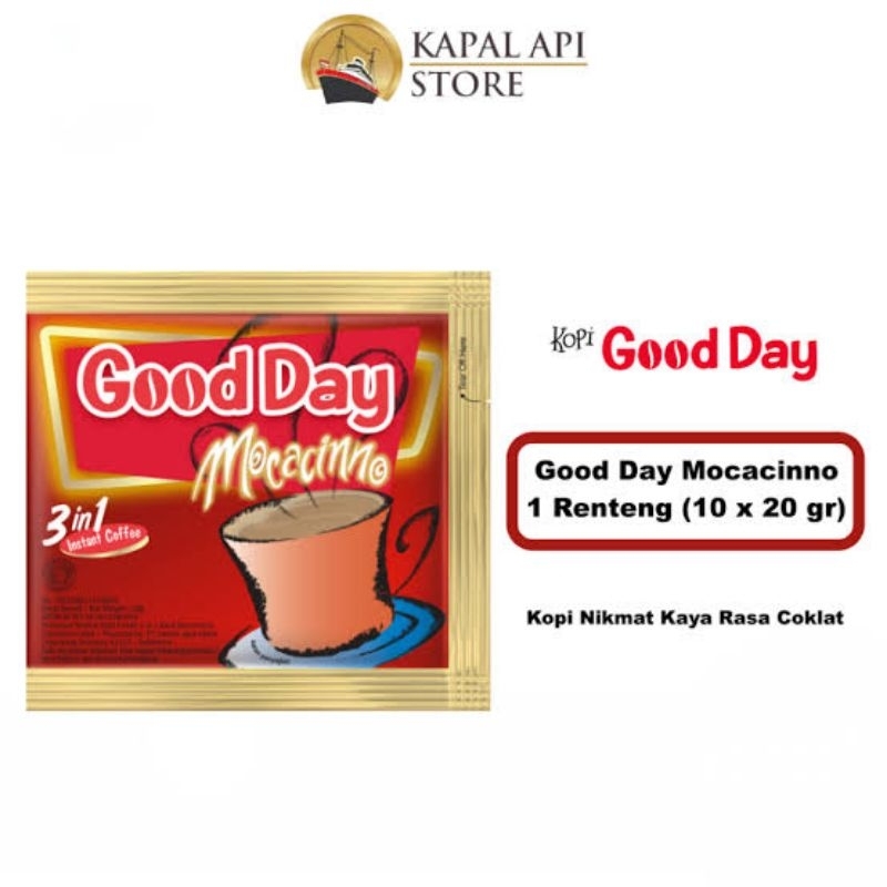 

Kopi Good Day Rasa Mocacinno isi 10 Bungkus / Renceng