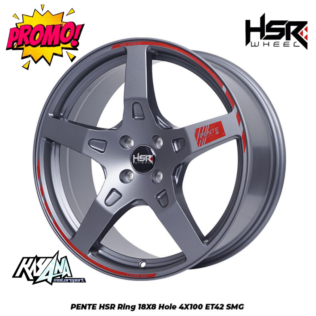 Velg te37 R18 hsr pente pcd 4x100 palang 5 grey et 42 buat rock raize brio jazz