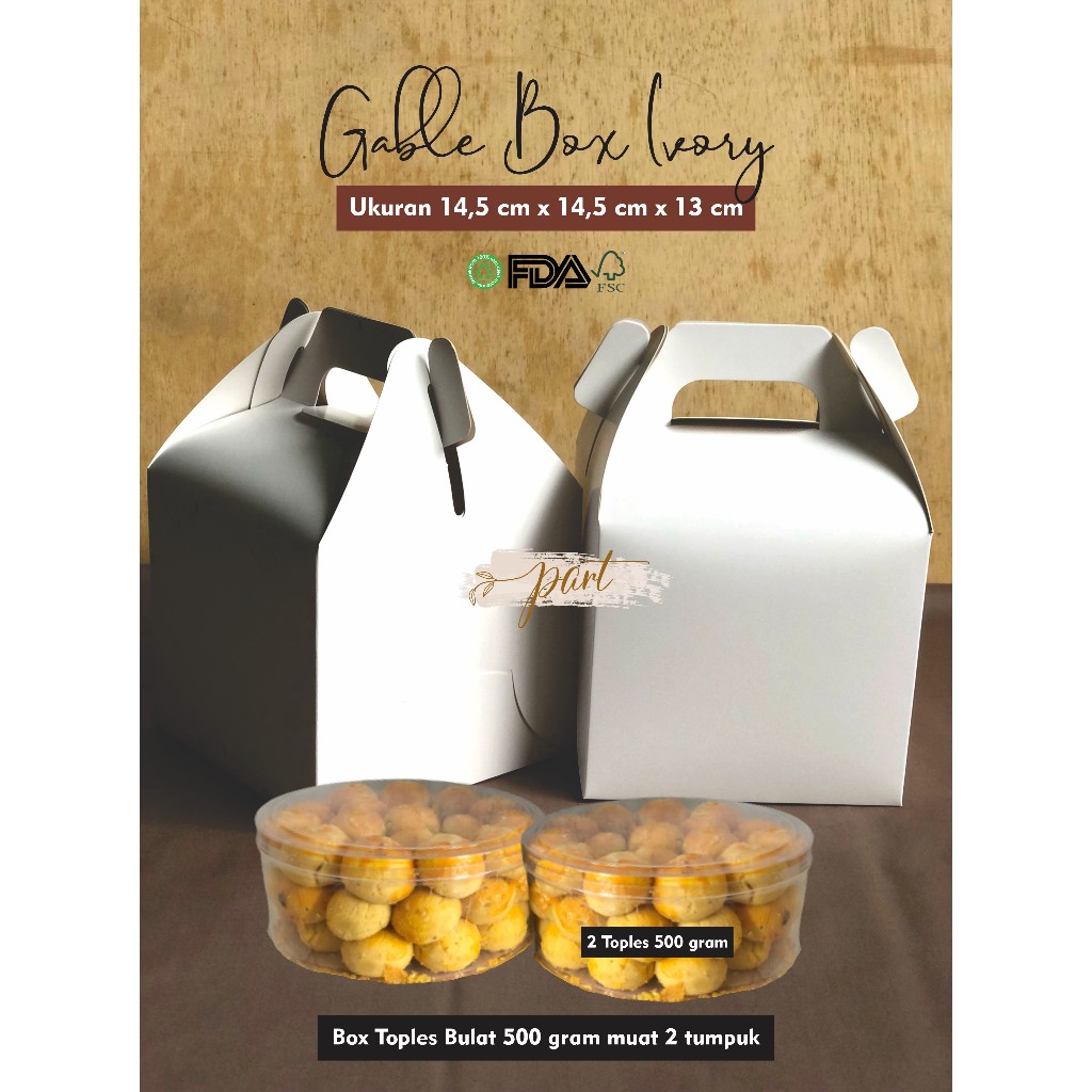 

Gable Box Ivory Toples 500 gram 14,5 x 14,5 x 13 cm