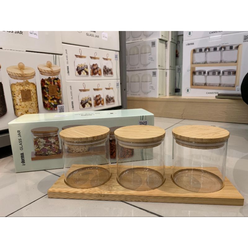 Carea canister set off 3 dengan try /toples aesthetic informa/toples kue lebaran informa/toples kopi