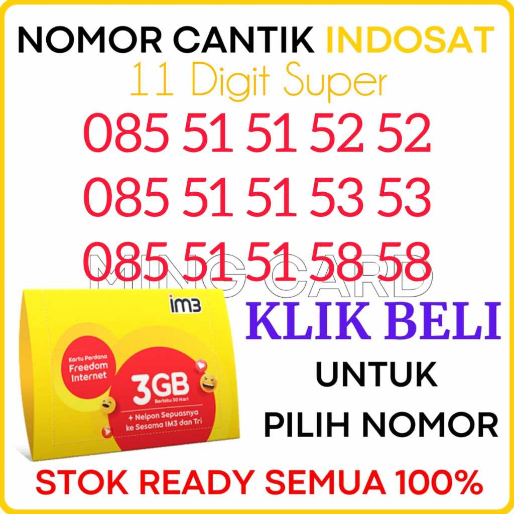 TIPE 11 DIGIT SUPER ABAB CDCD - Nomor Cantik Indosat Oredo 4G/5G Kartu Perdana Indosat Oredo cantik 