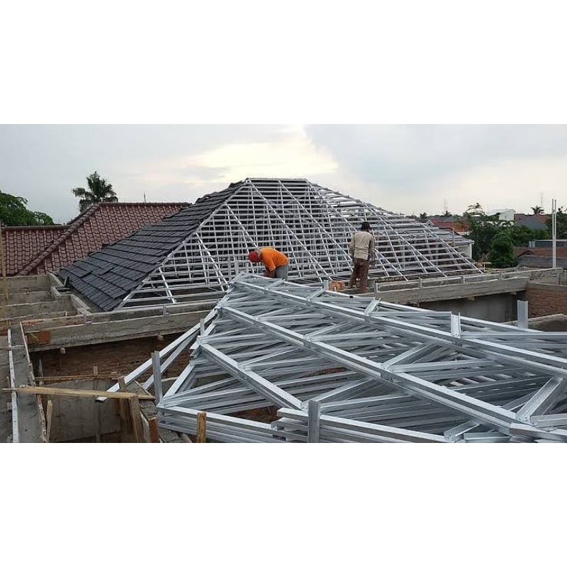 renovasi atap utama baja ringan atap metal pasir terpasang