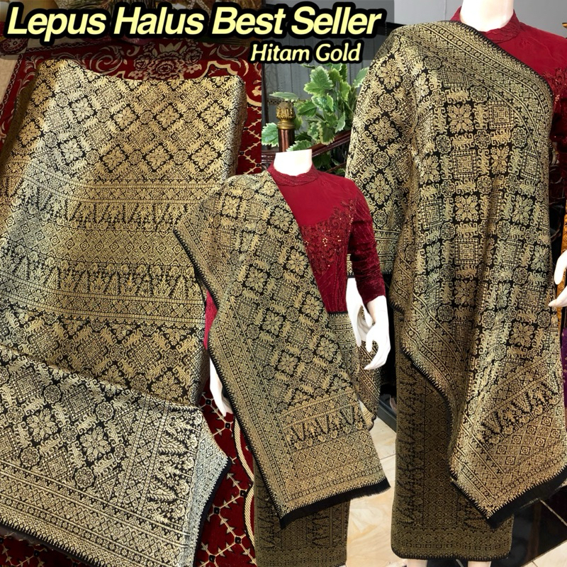 Songket Lepus Halus Best Seller Hitam Gold/ Songket Tenun Palembang asli Tenun Tangan/ilham songket 