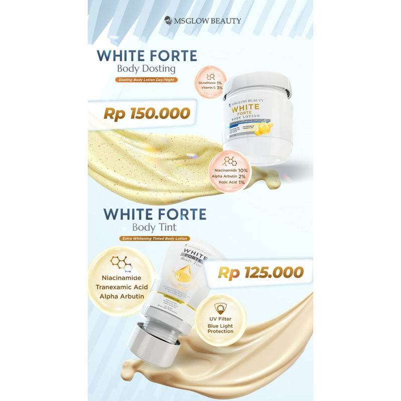 Ms Glow White Forte Body Series Hb Dosting Ms Glow Lotion Tubuh Pemutih Badan