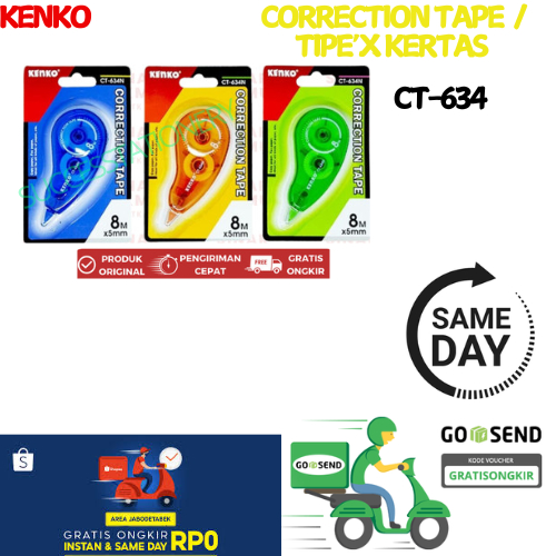

Tip-ex Kertas 8 M / Correction tape Kenko CT 634 +