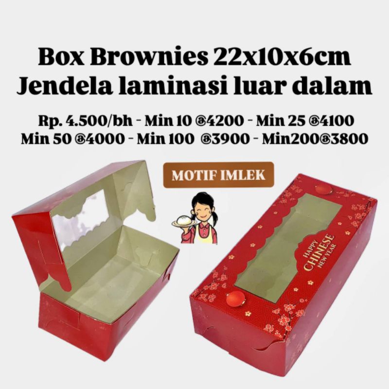 

Box Brownies 22x10x6cm Jendela Motif IMLEK Laminasi Luar Dalam