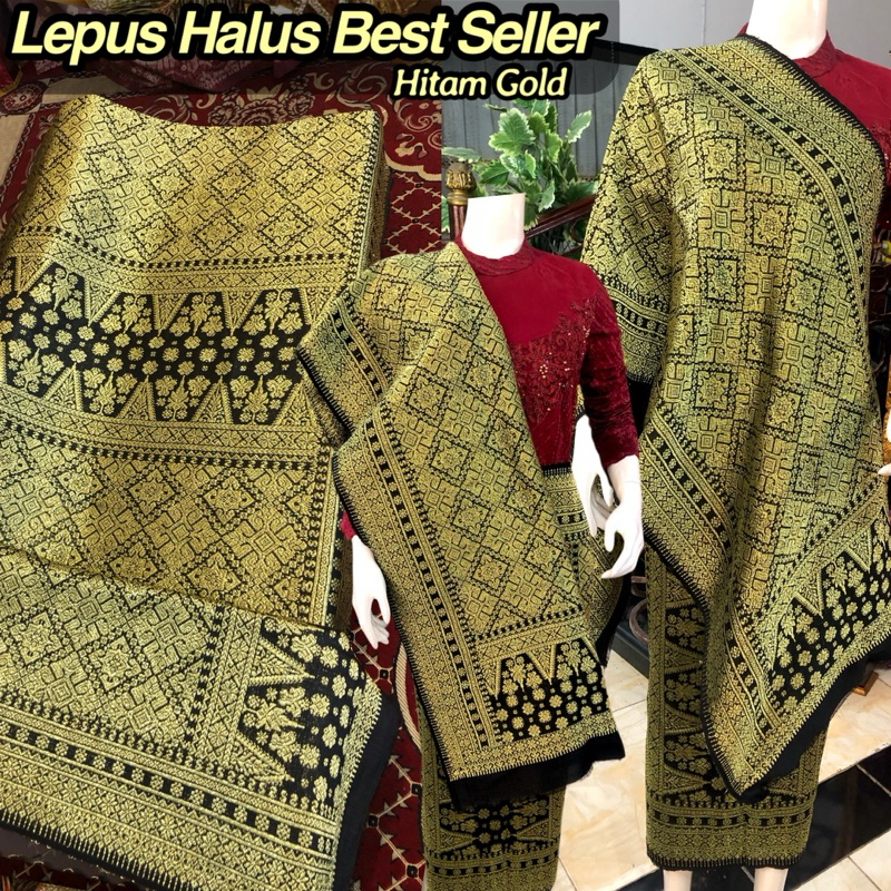 Songket Lepus Halus Best Seller Hitam Gold/ Songket Tenun Palembang asli Tenun Tangan/ilham songket 
