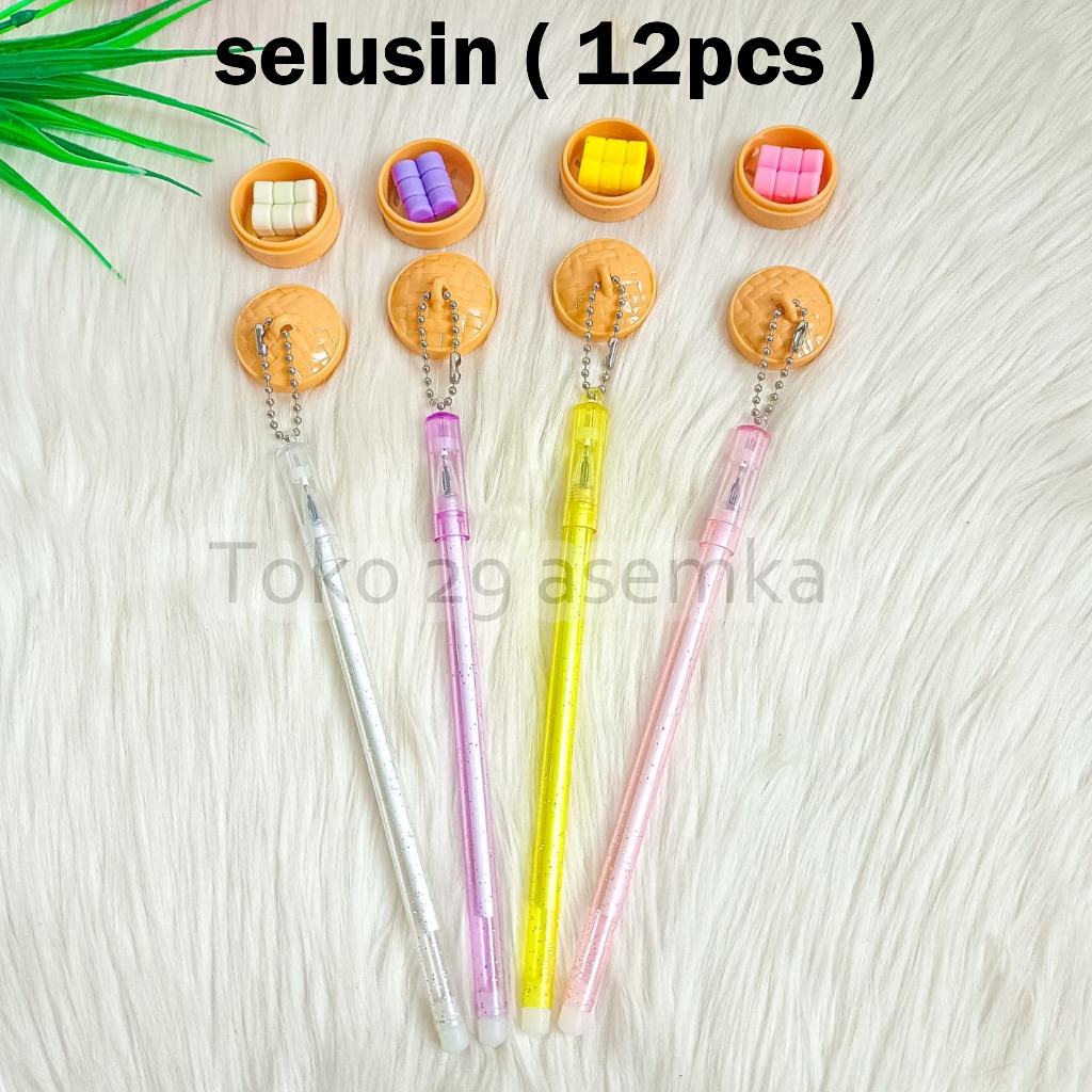 

12PCS-SELUSIN PULPEN GANTUNGAN DIMSUM MANTAO V2 PULPEN GEL PERLENGKAPAN ALAT TULIS SEKOLAH
