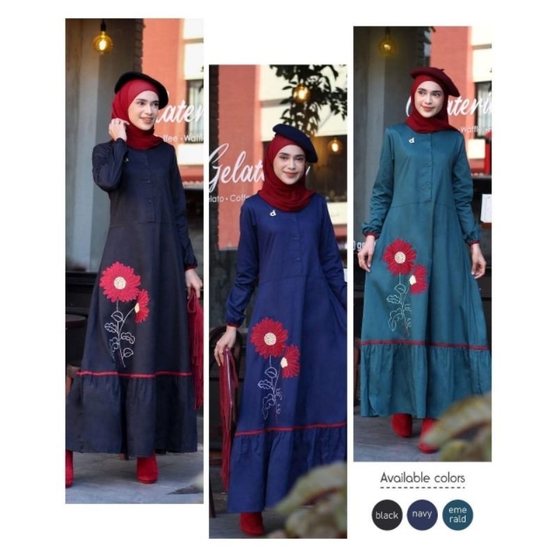 Gamis Busui Friendly Dannis A230610 / Gamis Hitam - Navy 230610