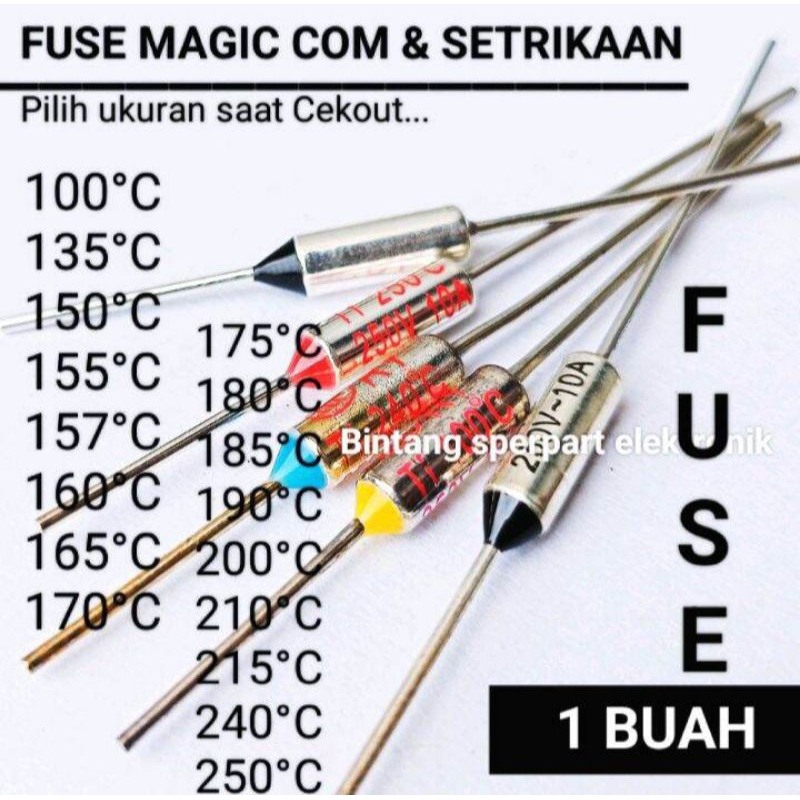 (1 Buah) Pilih Ukuran FUSE MAGIC COM 100°C Sampai 250°C 10A 250V TERMOFUSE MAGIC COM FUSE MAGICCOM T