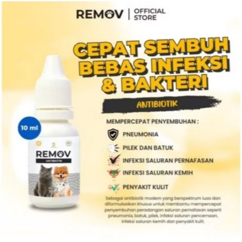 Remov Obat Antibiotik kucing anjing 10ml