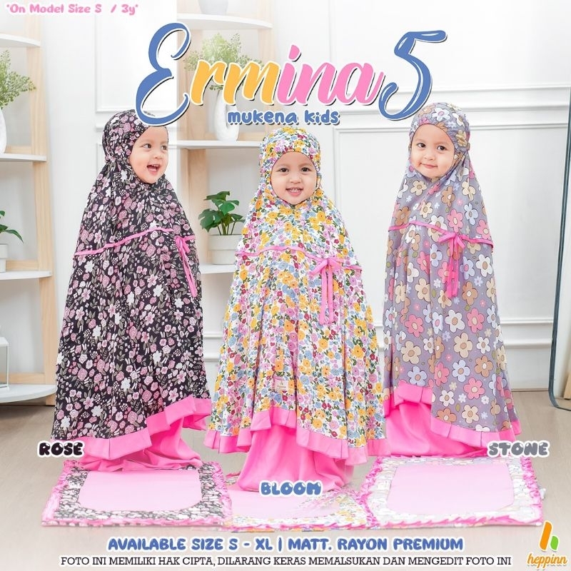 Mukena Kids Ermina5/ mukena anak motif/ mukena anak bunga/ mukena heppinn /mukena original