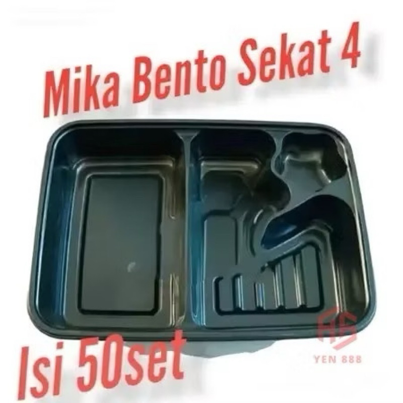 D3v Mika Tray Bento Bintang Sekat 4 + Tutup Isi 50 Set Murah
