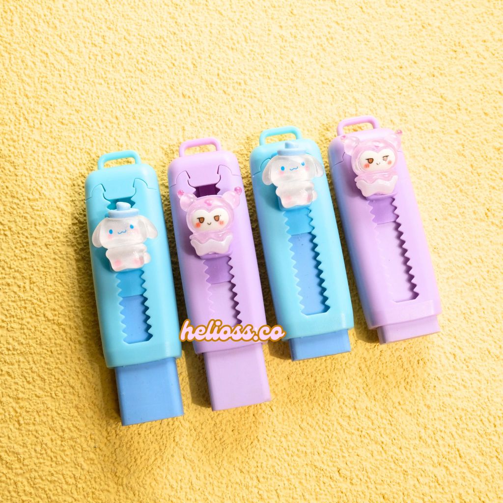 

PENGHAPUS CUTTER SANRIO KUROMI CINNAMOROL PENGHAPUS CETEK MEKANIK PENGHAPUS ERASER SLIDING KUROMI CINNAMOROL HELIOSS.CO