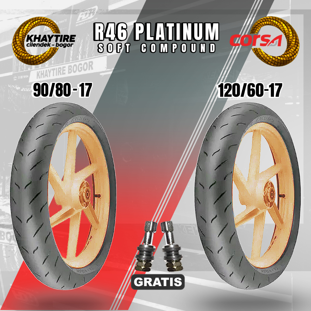Sepasang Ban Motor Sport Soft Compound Corsa Platinum R46 90/80 & 120/60 Ring 17 Tubeless