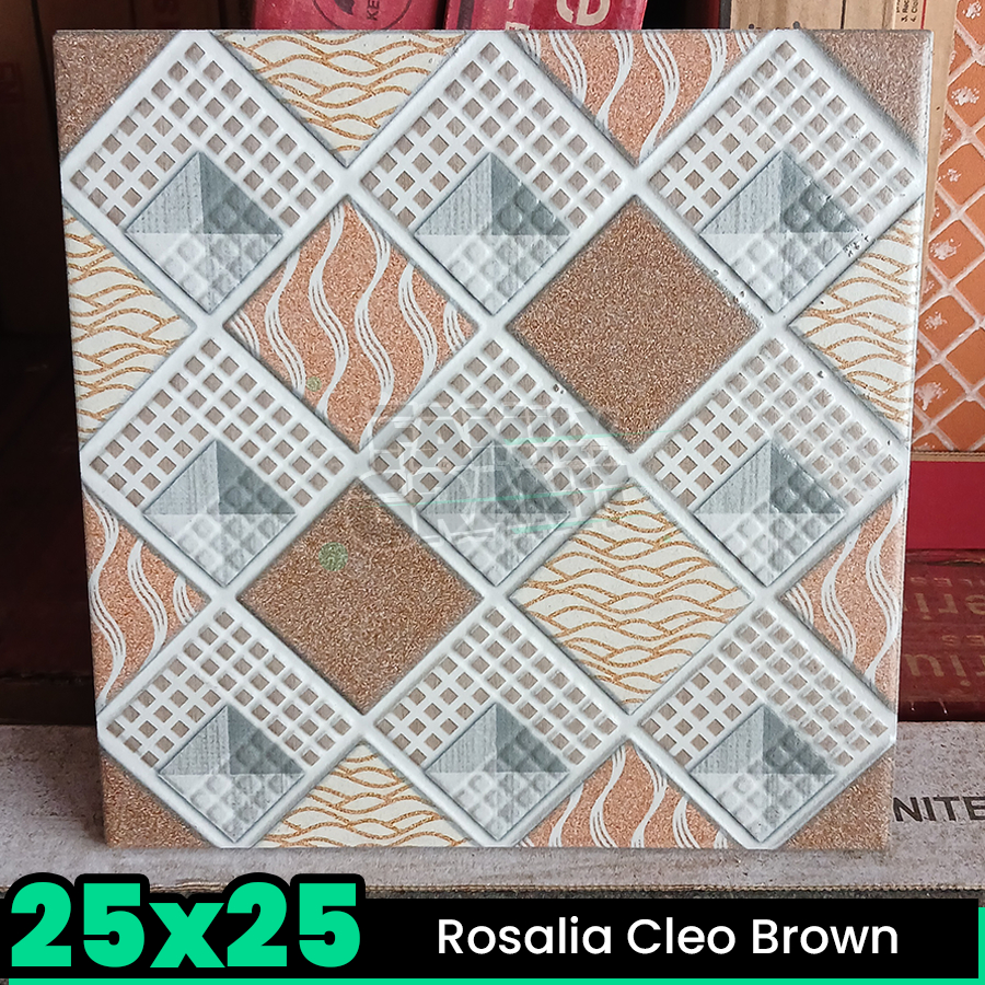 Keramik Kasar 25x25 Rosalia Cleo Brown Lantai Kamar Mandi / Toilet / WC Matte