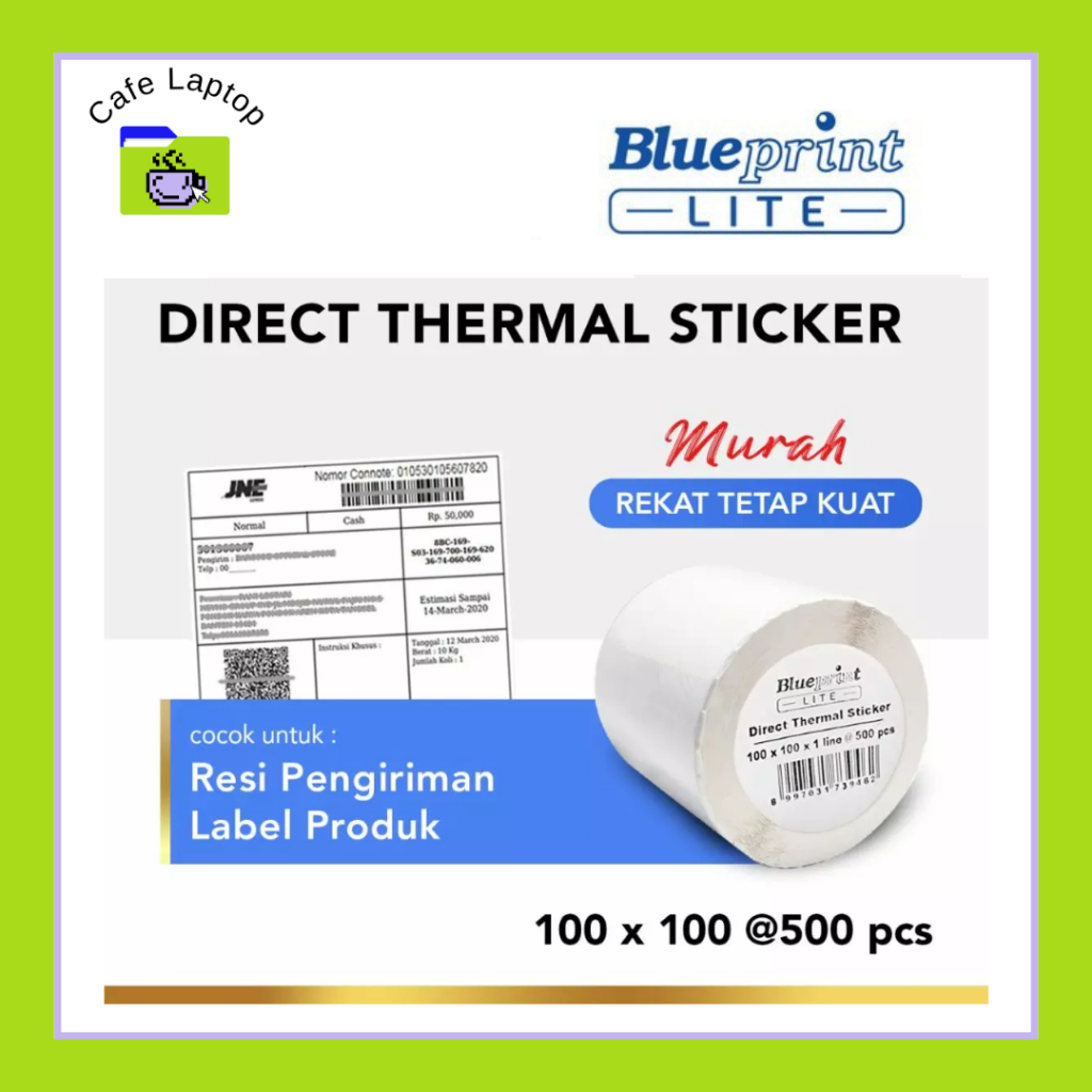 

Blueprint Lite Direct Thermal Sticker Label 100 x 100mm @500 Label Resi Barcode 1 ROLL