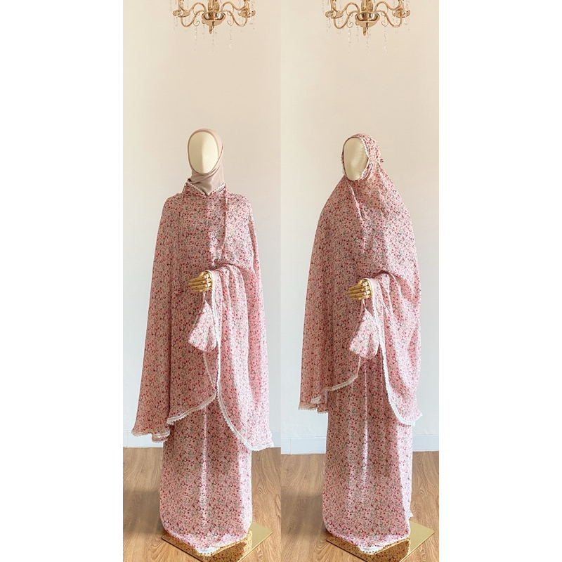 Yoya – Mukena Motif Silky – Mukena Wanita Premium Adem Ringan Travel Friendly